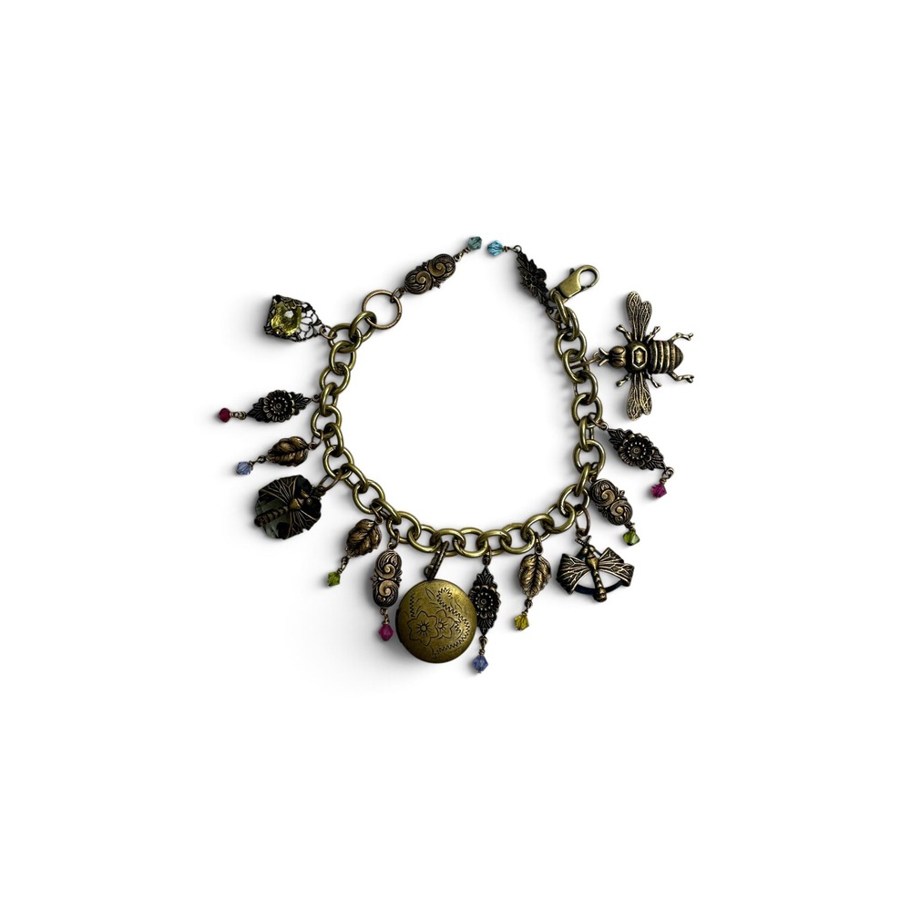 Unbranded Charm Bracelet Women OS Bronze Antique Nature Bee Locket Whimsigoth